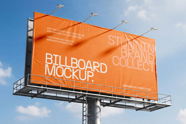 Free Outdoor Sky Billboard Mockup PSD Template