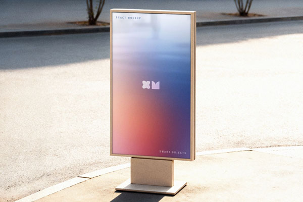 Free Outdoor Vertical Billboard Mockup PSD Template
