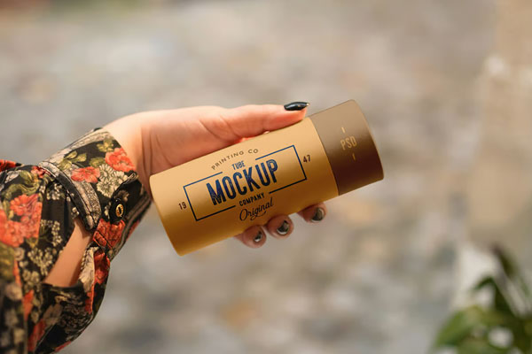 Free Oval Paper Tube Mockup PSD Template