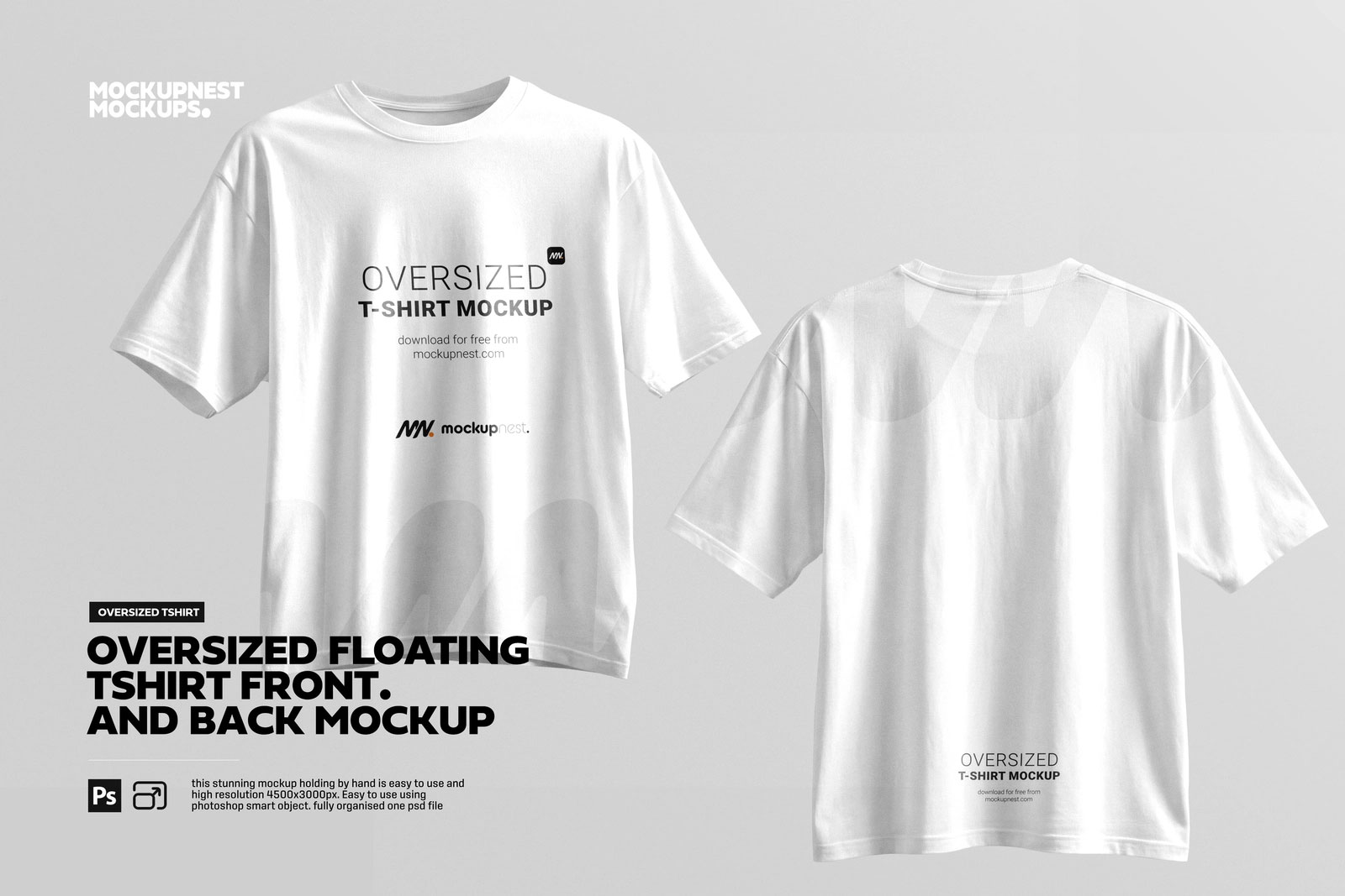 Free Oversized T-Shirt Front and Back Mockup PSD Template