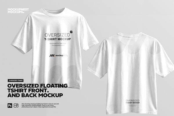 Free Oversized T-Shirt Front and Back Mockup PSD Template