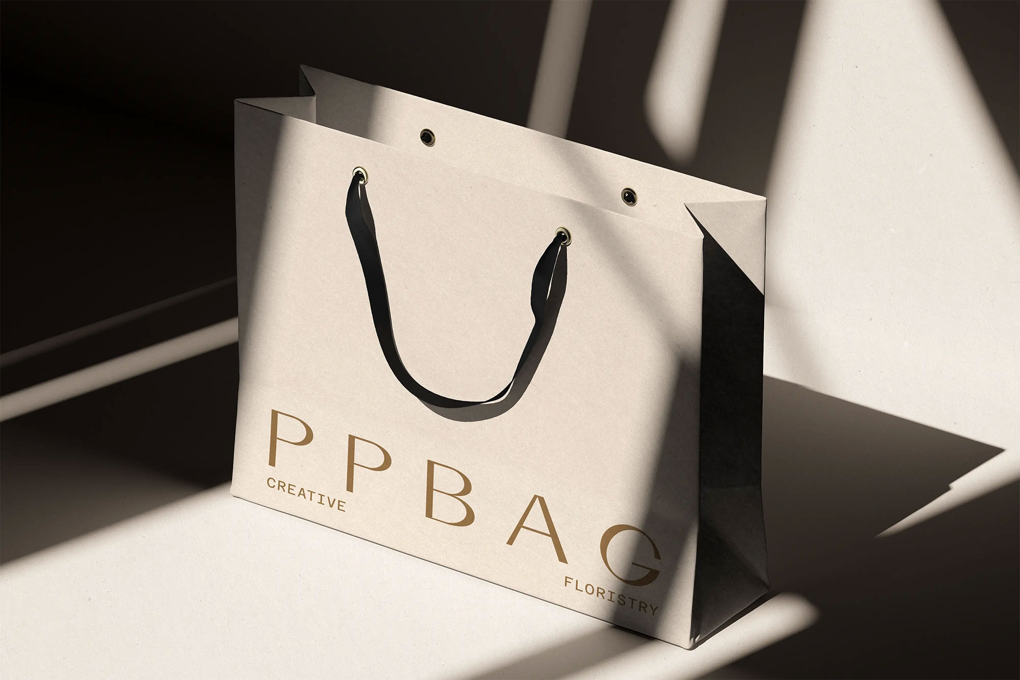 Free Paper Bag Mockup with Shadow Overlay PSD Template