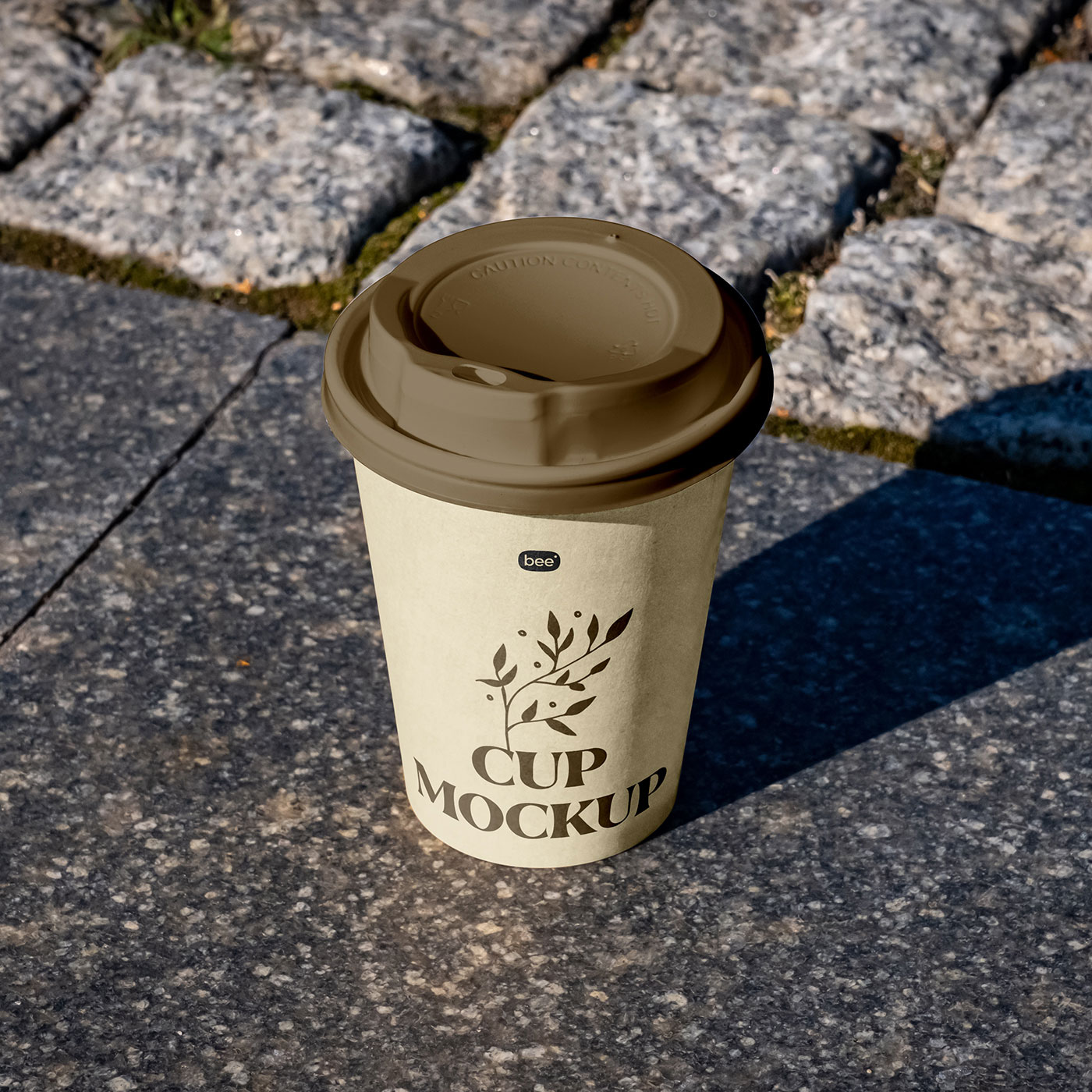Free Paper Cup on Marble Mockup PSD Template
