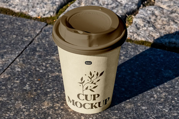 Free Paper Cup on Marble Mockup PSD Template