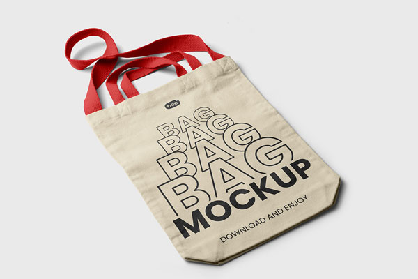 Free Perspective Lying Bag Mockup PSD Template