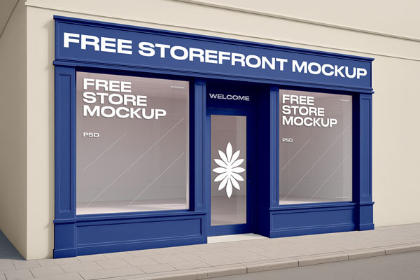 Free Perspective Storefront Mockup PSD Template