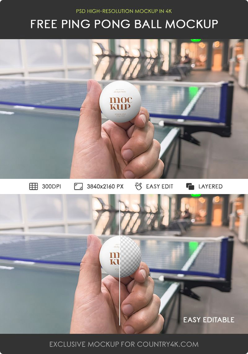 Free Ping Pong Ball Mockup PSD Template