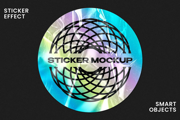 Free Plastic Sticker Mockup PSD Template