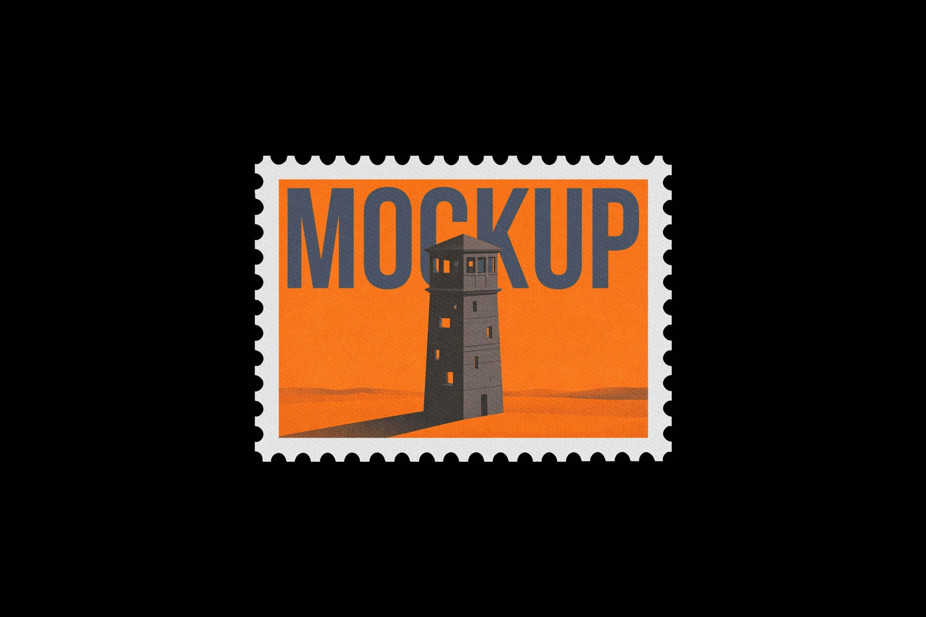 Free Postage Stamp Mockup with Perforated Edges PSD Template