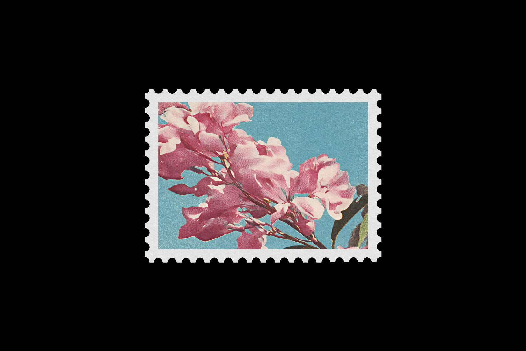 Free Postage Stamp Mockup with Perforated Edges PSD Template