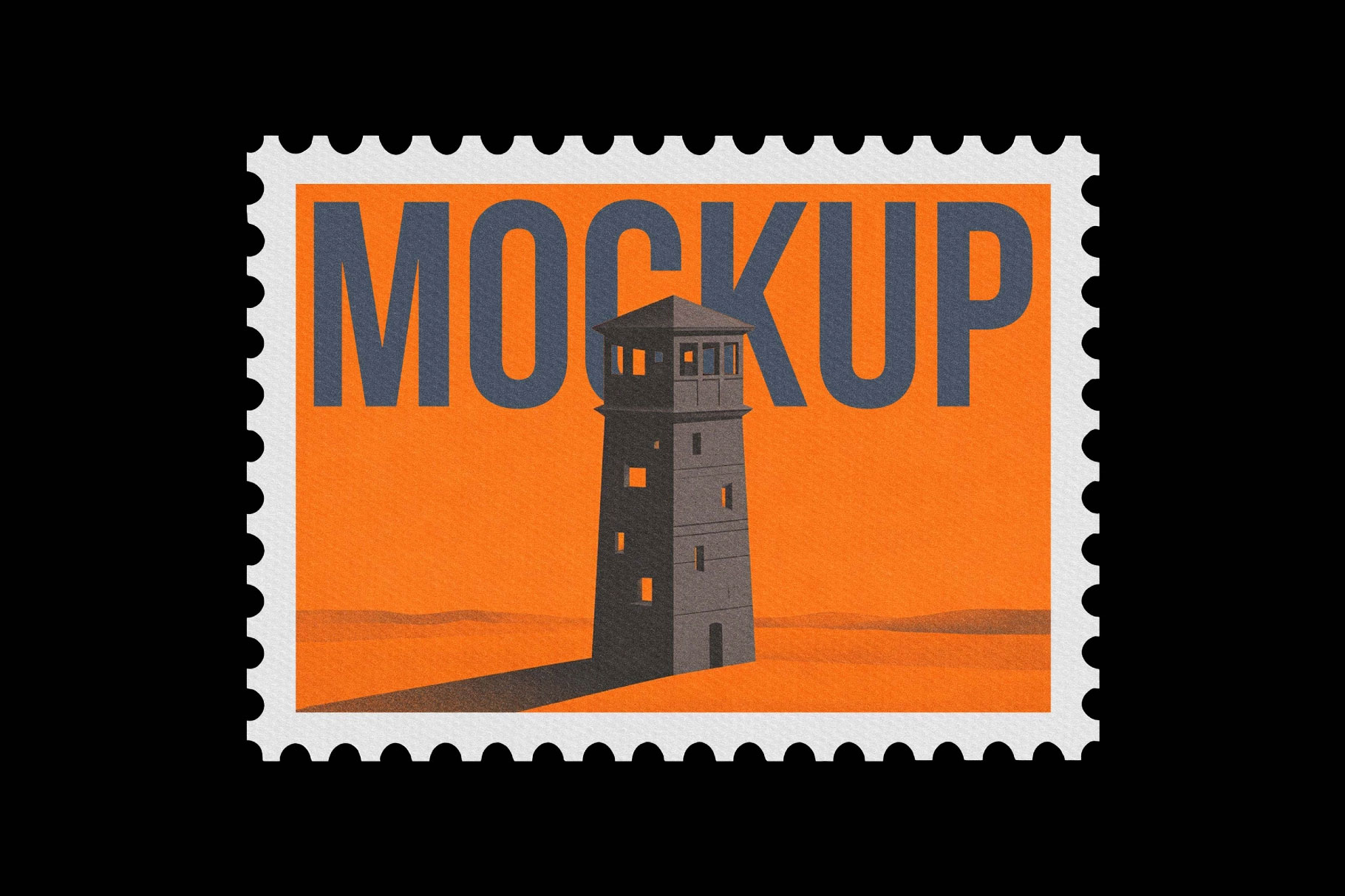 Free Postage Stamp Mockup with Perforated Edges PSD Template