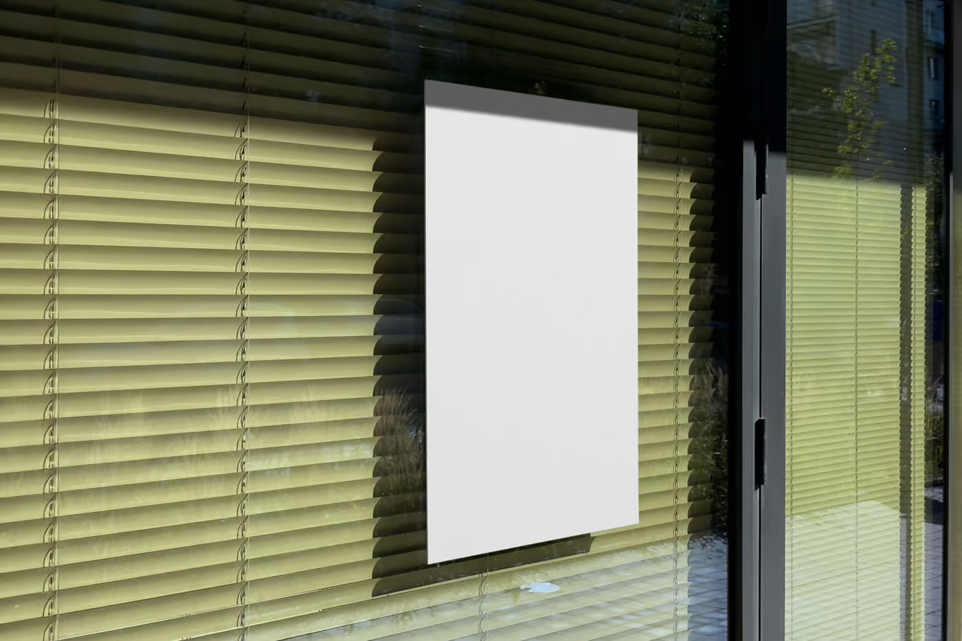 Free Poster on Window Mockup PSD Template