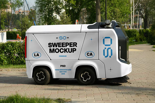 Free Road Sweeper Mockup PSD Template