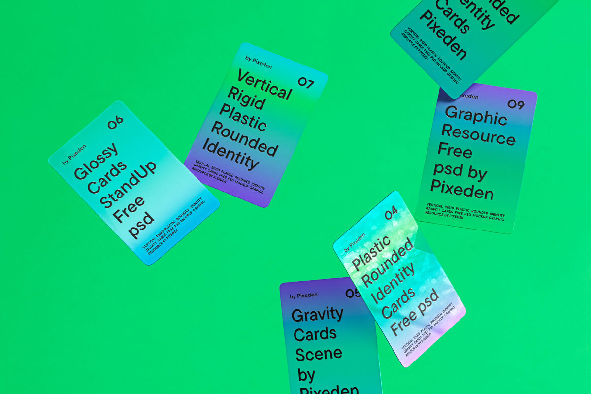 Free Rounded Identity Gravity Cards Mockup PSD Template