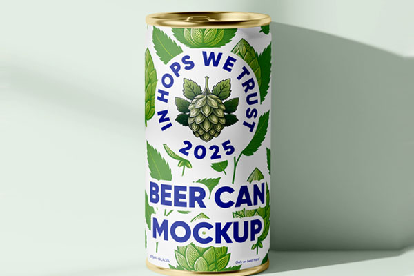 Free Small Beer Can Mockup PSD Template