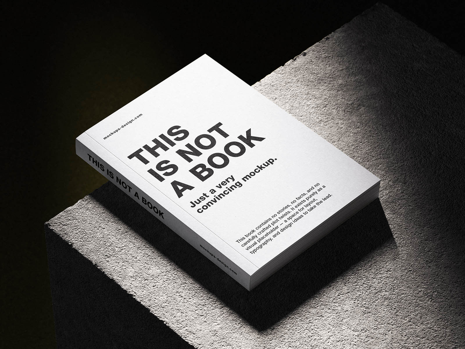 Free Softcover Book on Concrete Mockup PSD Template