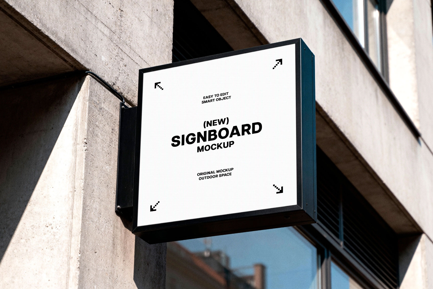 Free Square Box Sign Mockup PSD Template