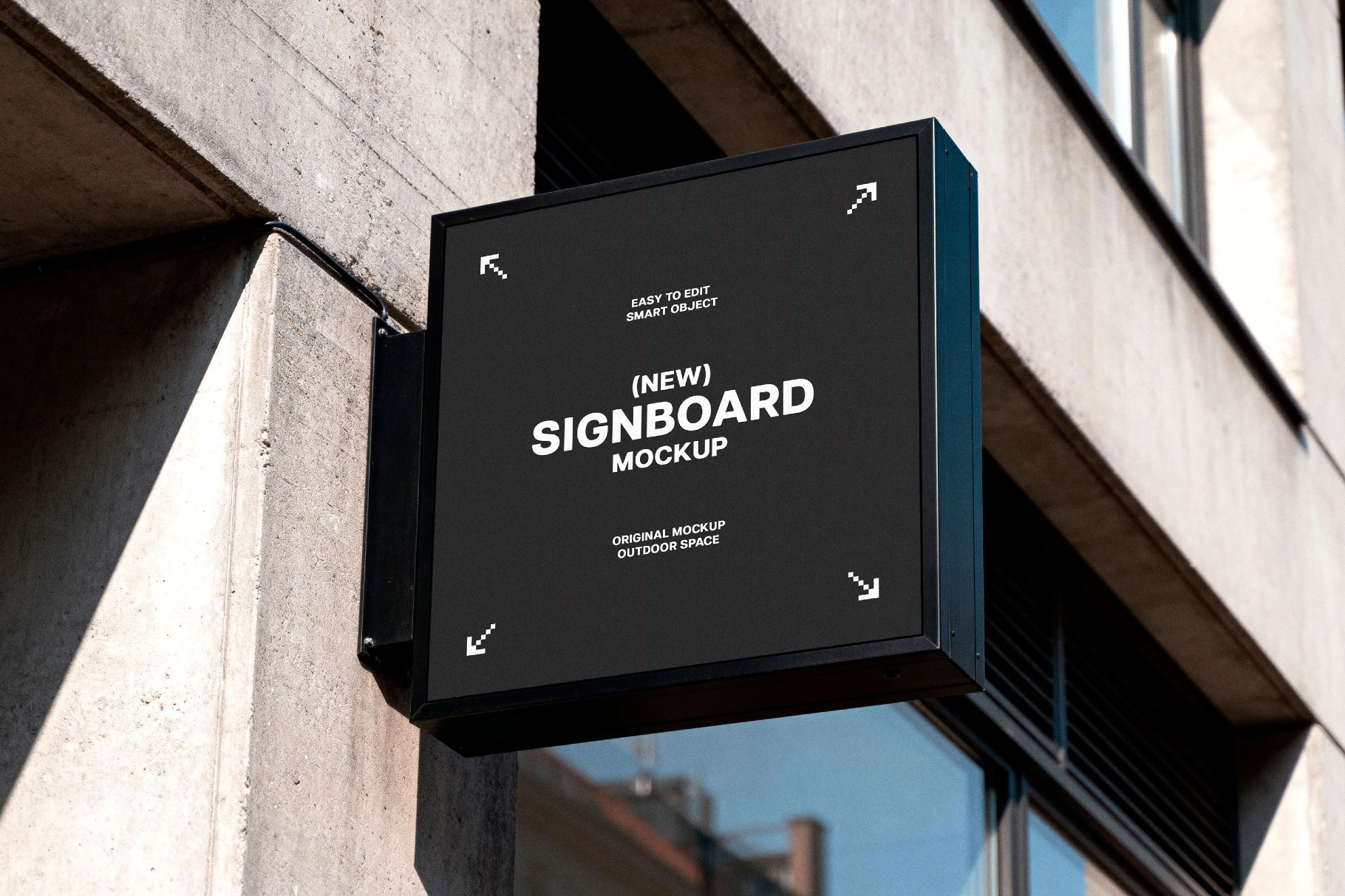 Free Square Box Sign Mockup PSD Template