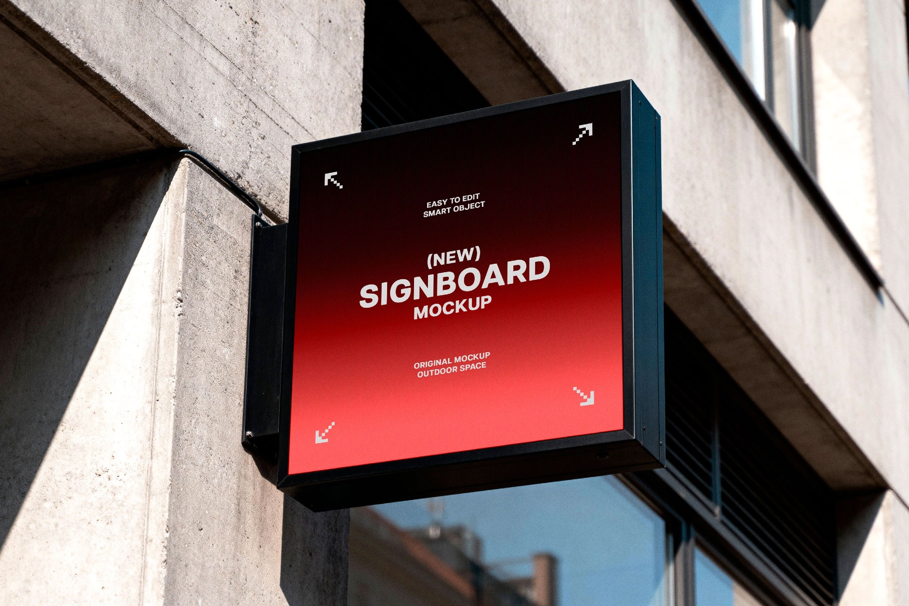 Free Square Box Sign Mockup PSD Template