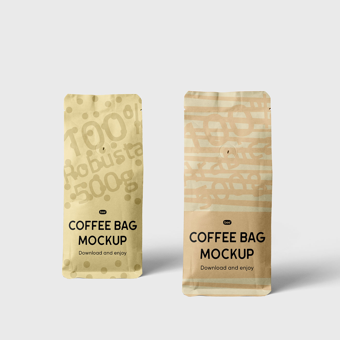 Free Standing Coffee Bag Mockups PSD Template