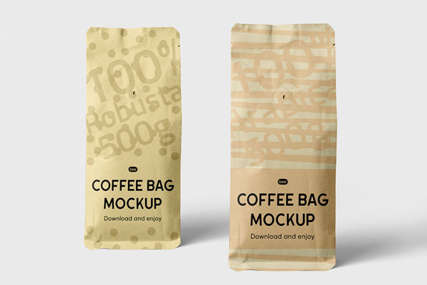 Free Standing Coffee Bag Mockups PSD Template