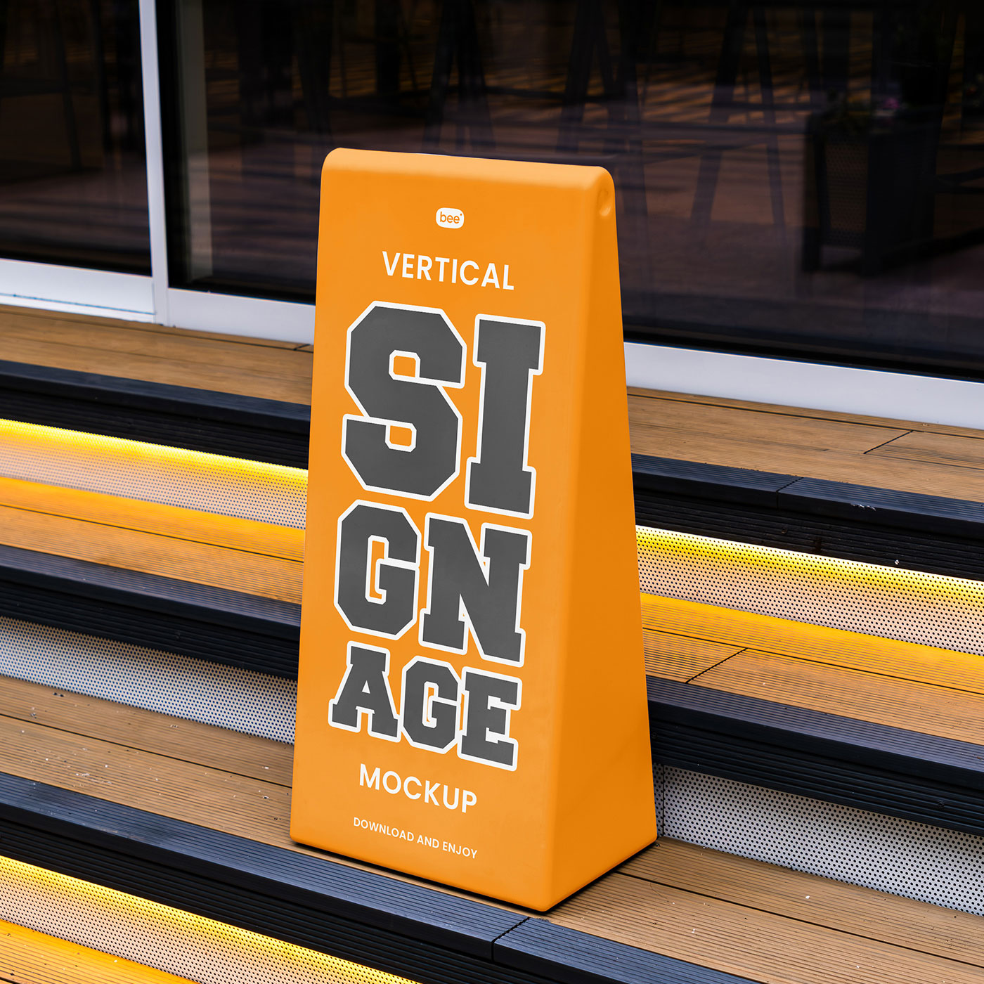 Free Standing Wayfinding Sign Mockup PSD Template
