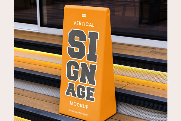 Free Standing Wayfinding Sign Mockup PSD Template