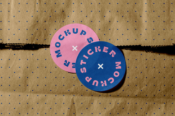 Free Stickers on Bag Mockup PSD Template