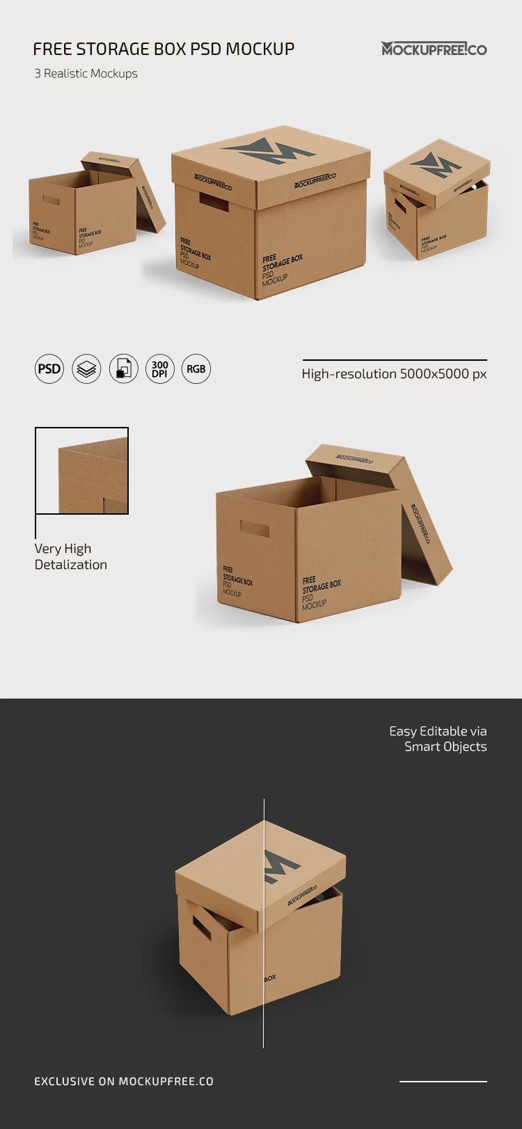 Free Storage Box Mockup PSD Template