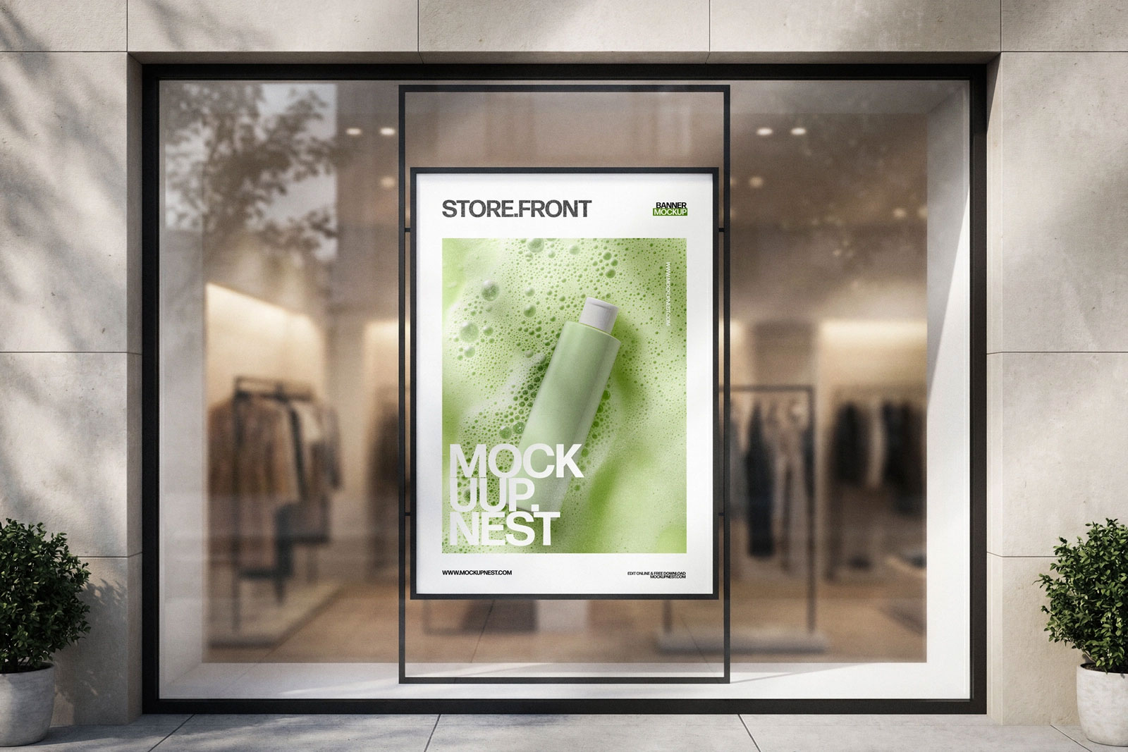 Free Storefront Window Poster Mockup PSD Template