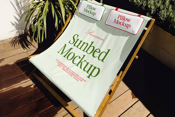 Free Sunbed on Terrace Mockup PSD Template