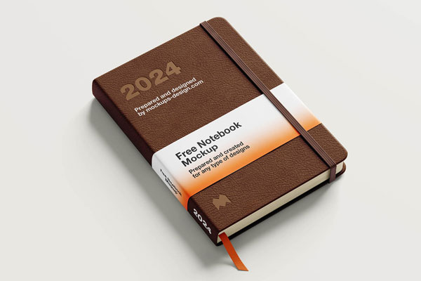 Free Thick Leather Notebook Mockup PSD Template