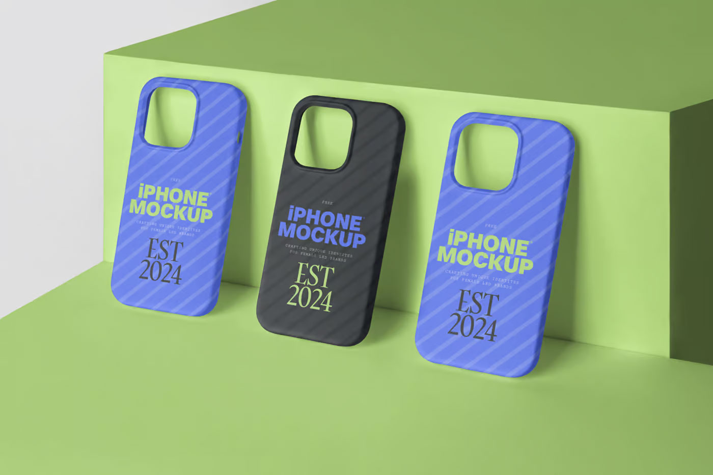 Free Three iPhone Cases Mockup PSD Template