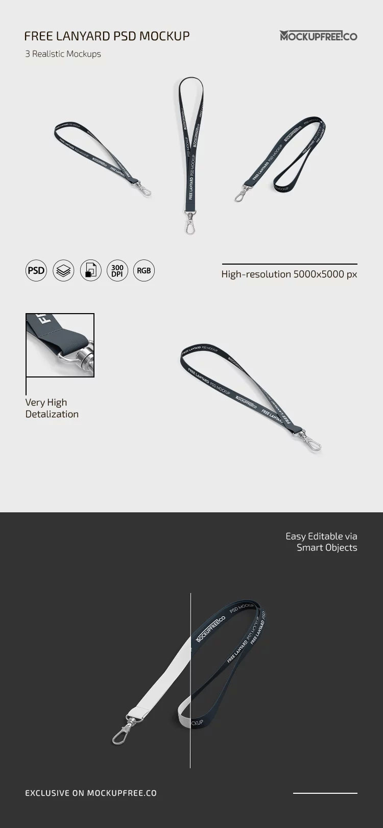 Free Three Lanyard Mockups PSD Template