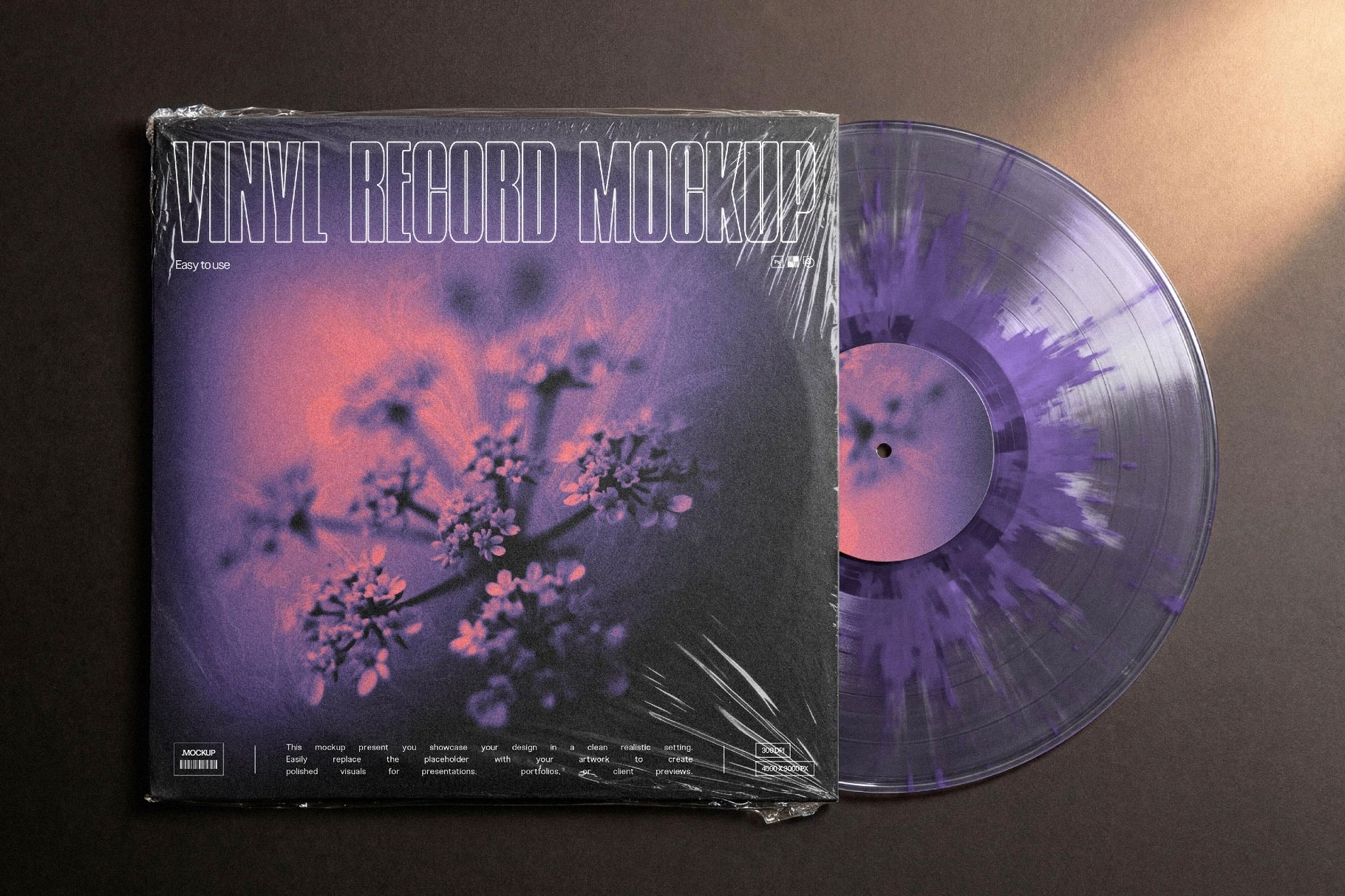 Free Top View Vinyl Cover Mockup PSD Template