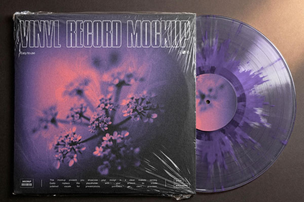 Free Top View Vinyl Cover Mockup PSD Template