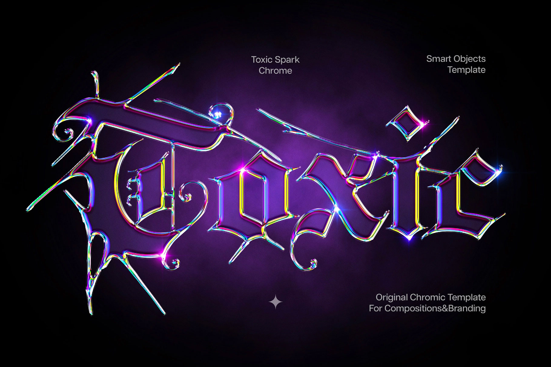 Free Toxic Spark Chrome Text Effect / Logo Mockup PSD Template