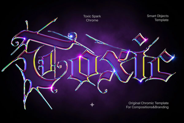 Free Toxic Spark Chrome Text Effect / Logo Mockup PSD Template
