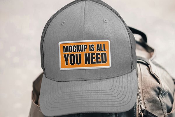 Free Trucker Hat with Label Mockup PSD Template