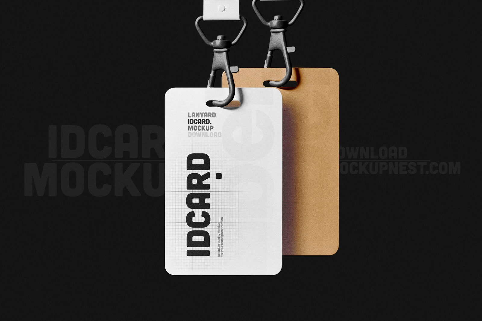 Free Two Lanyard ID Card Mockup PSD Template