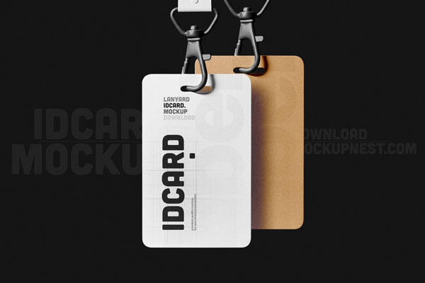 Free Two Lanyard ID Card Mockup PSD Template