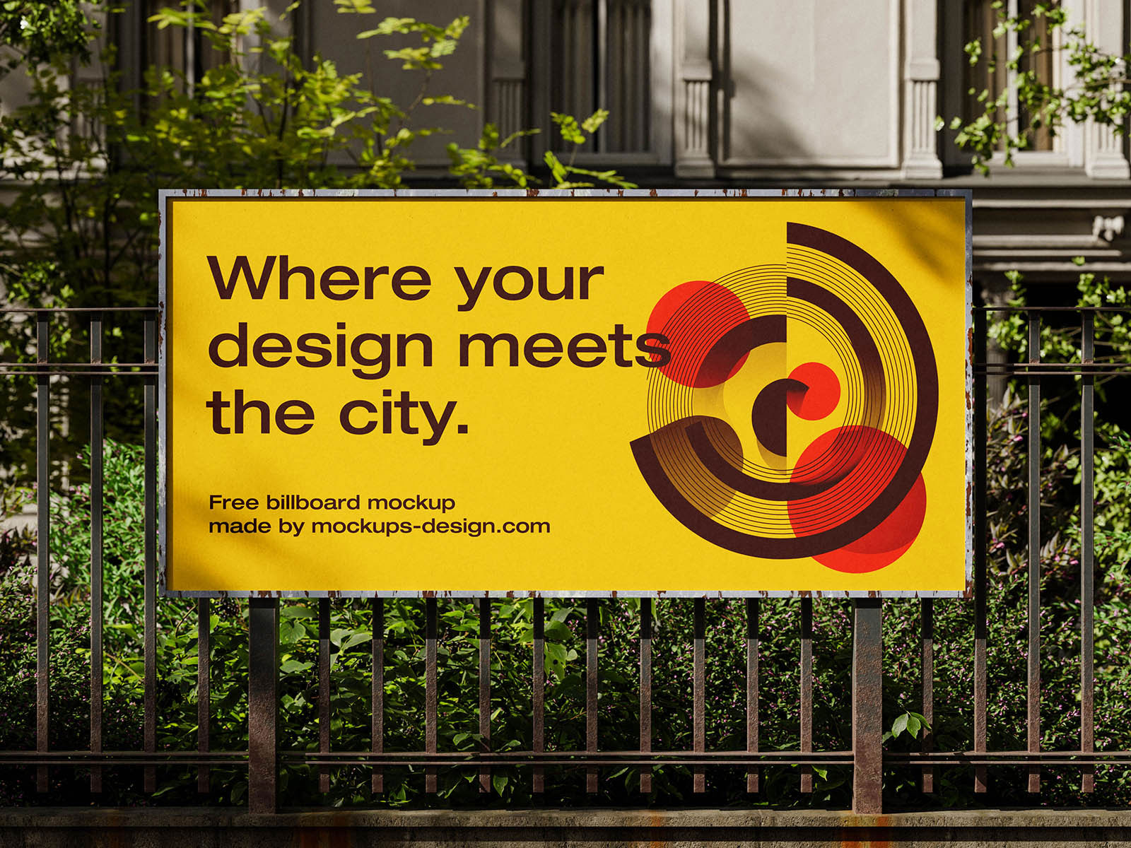 Free Urban Fence Billboard Mockup PSD Template