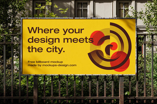 Free Urban Fence Billboard Mockup PSD Template