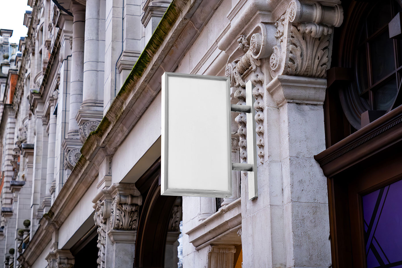 Free Vertical Framed Sign Mockup PSD Template