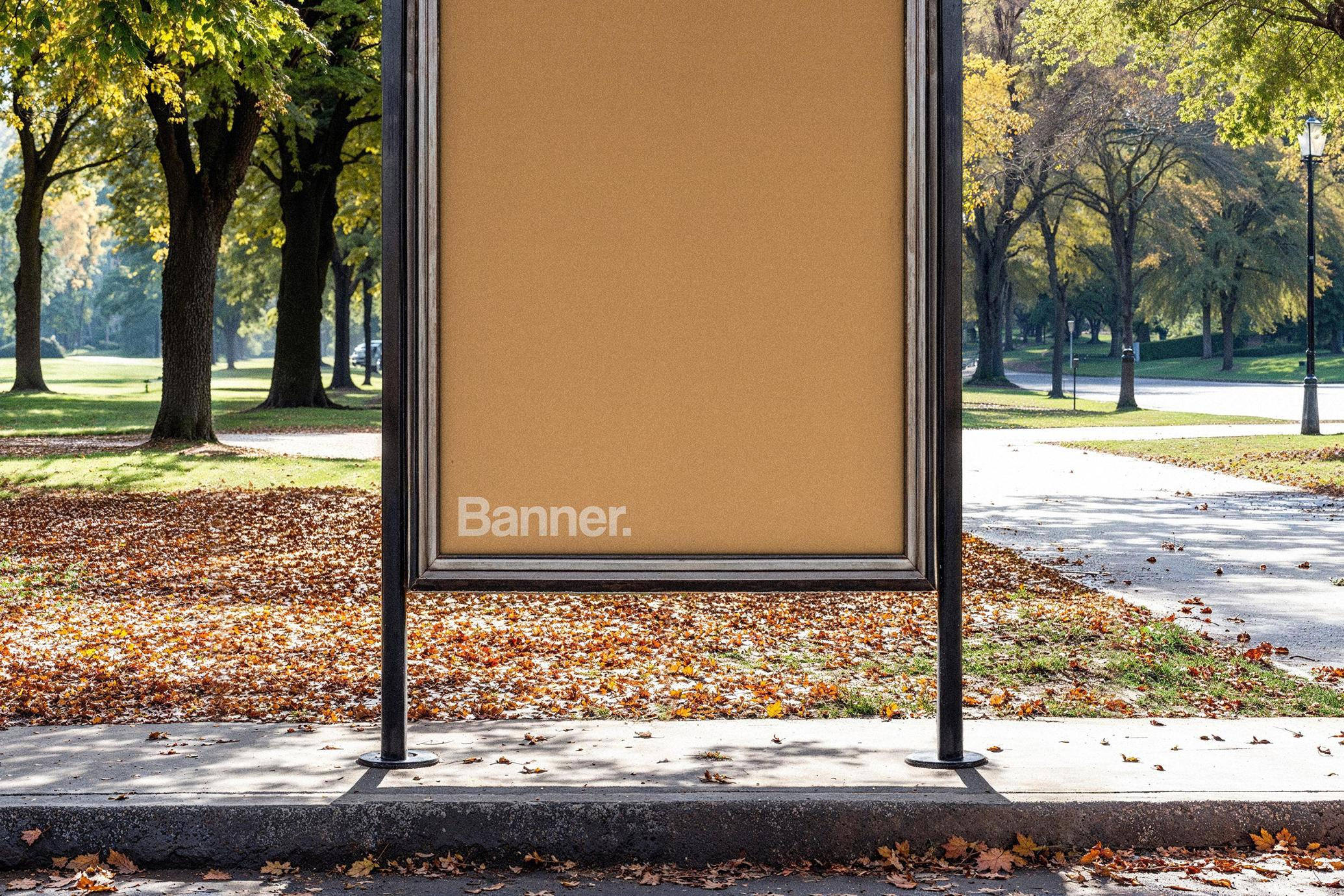 Free Vertical Park Banner Mockup PSD Template
