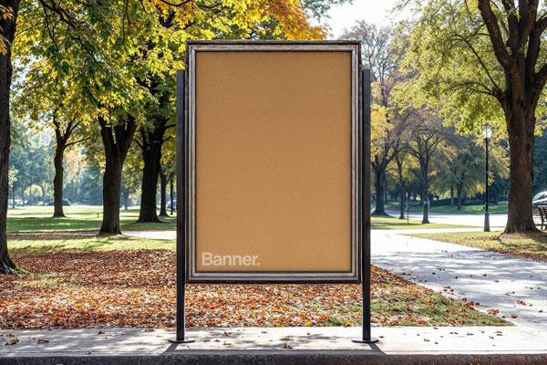 Free Vertical Park Banner Mockup PSD Template