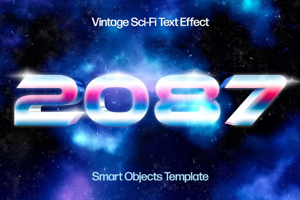 Free Vintage Sci Fi Text Effect / Logo Mockup PSD Template