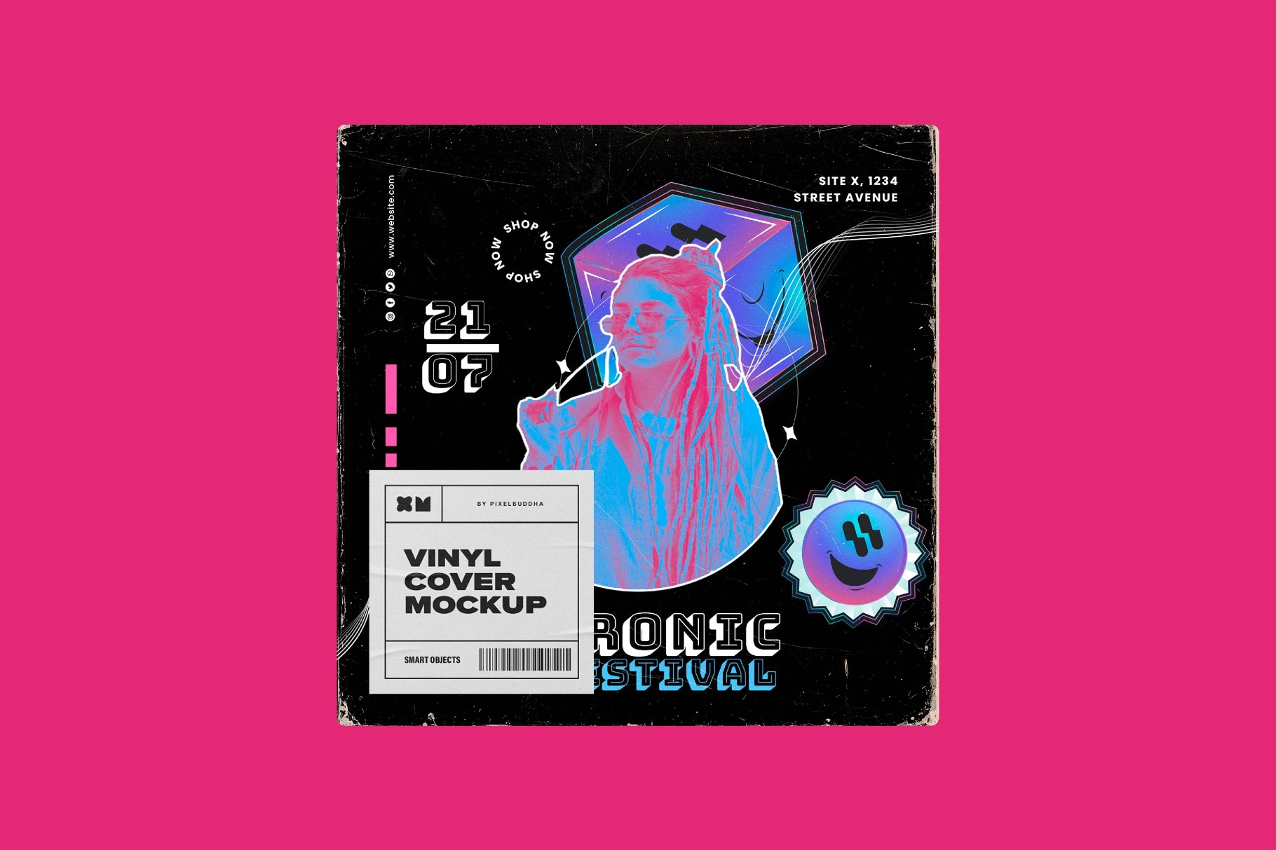 Free Vinyl Cover Mockup with Plastic Sleeve PSD Template