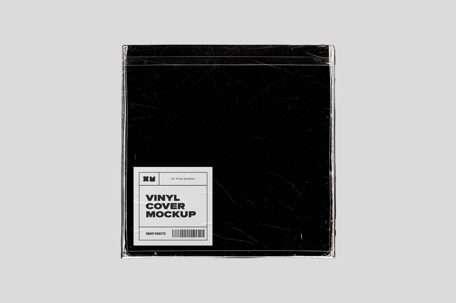 Free Vinyl Cover Mockup with Plastic Sleeve PSD Template