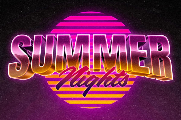 Free Vivid Retrowave Text Effect PSD Template